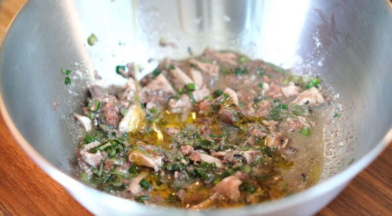 いわし缶と梅干しの冷製パスタ
