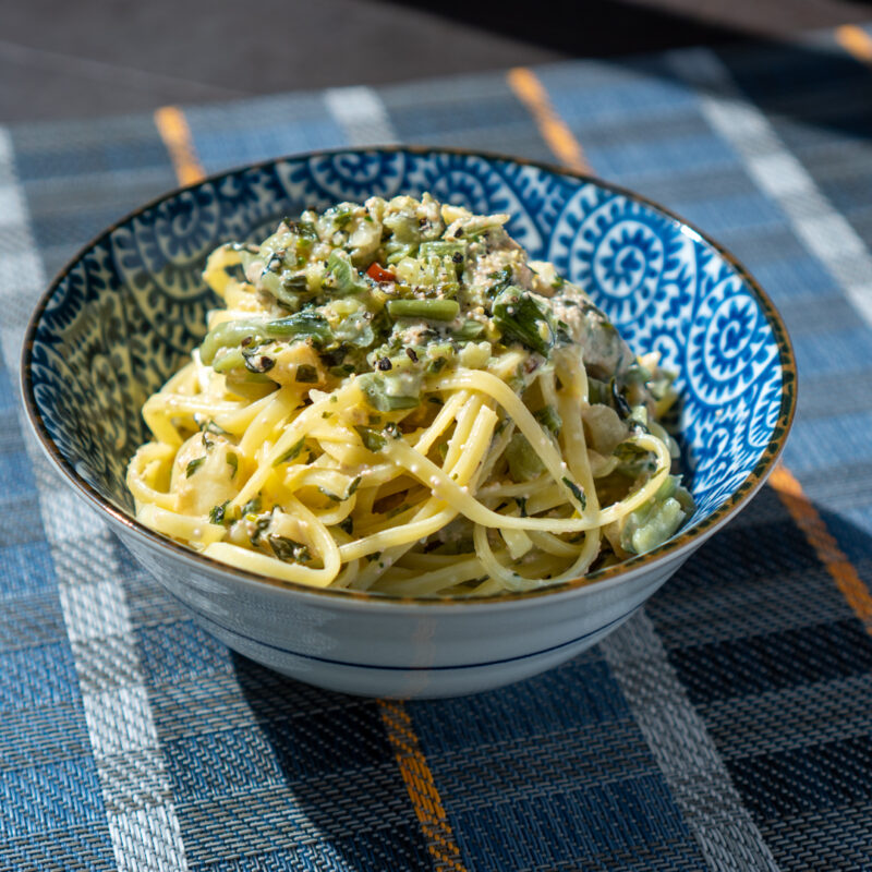 明太子と野沢菜のパスタ