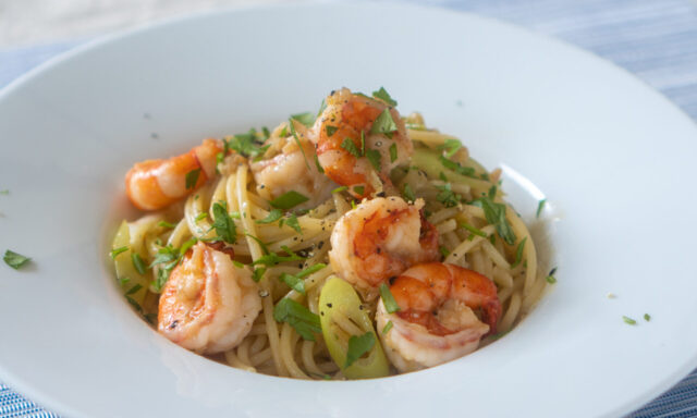 海老と長ネギのペペロンチーノ