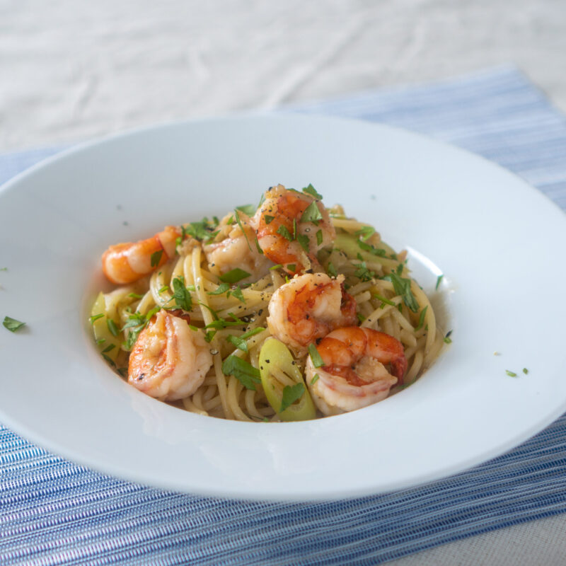 海老と長ネギのペペロンチーノ