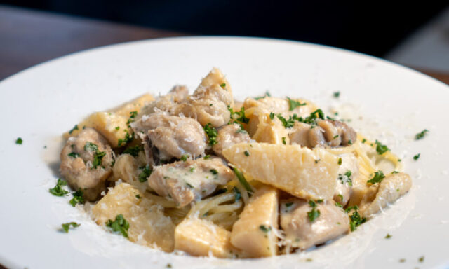 鶏肉と筍のクリームパスタ