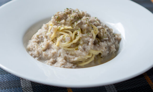 カブとマッシュルームのパスタ・ポタージュ仕立て