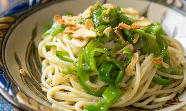 ピーマンのガーリック柚子胡椒ペペロンチーノ