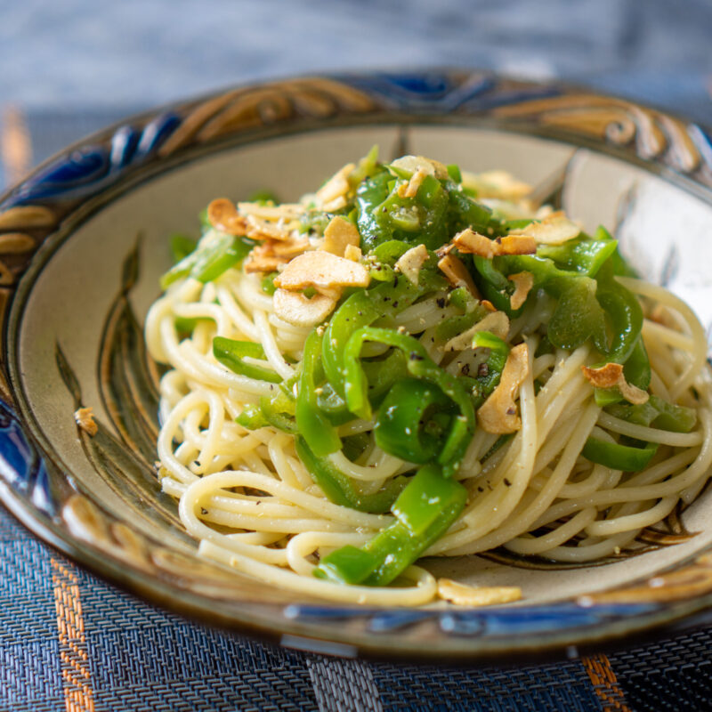 ピーマンのガーリック柚子胡椒ペペロンチーノ