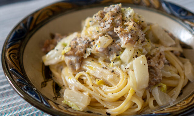 豚肉と白菜のクリームパスタ