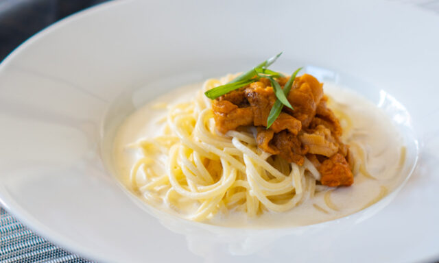 ウニの冷製クリームパスタ・シャンティイ風