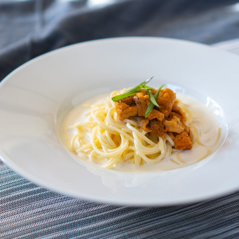 ウニの冷製クリームパスタ・シャンティイ風