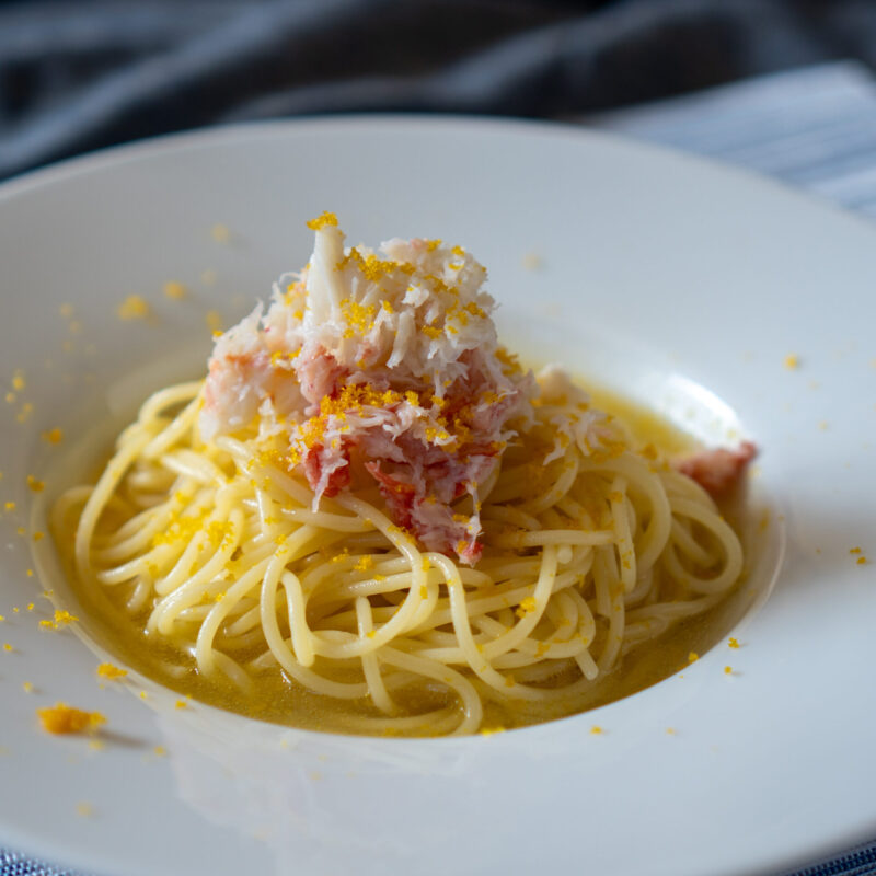 カニと和風出汁の冷製パスタ