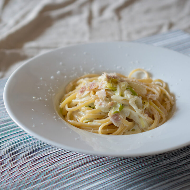リーキのクリームパスタ