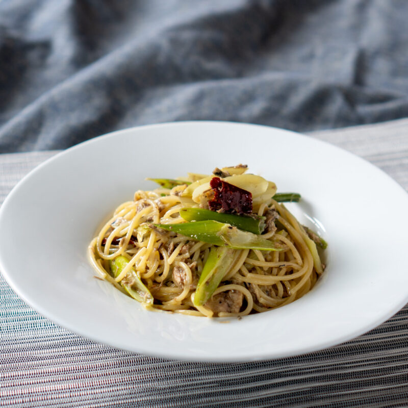 サバと長ネギの和風パスタ