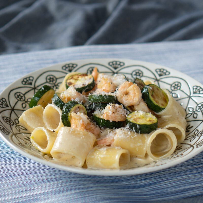 ズッキーニと海老のバーニャカウダ風パスタ