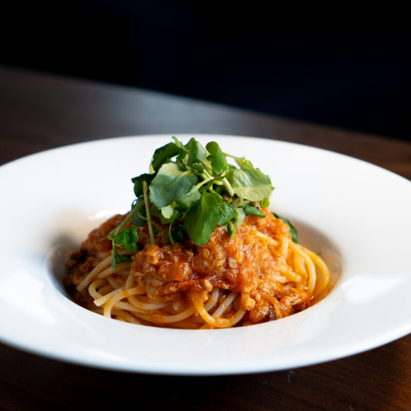 ツナ缶トマトソースパスタ