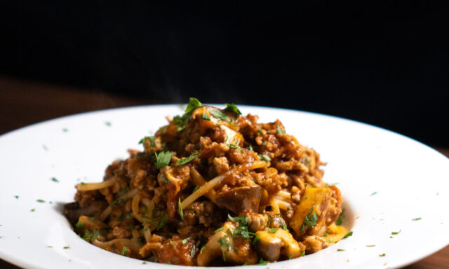 豚肉と椎茸の和風トマトソースパスタ