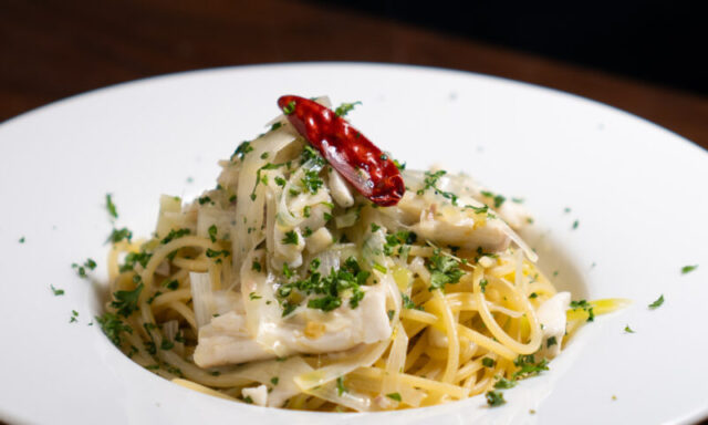 鯛と長ネギのオイルパスタ