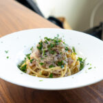 ホタテ缶のレモンバターパスタ