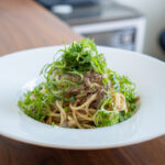 いわし缶と梅干しの冷製パスタ