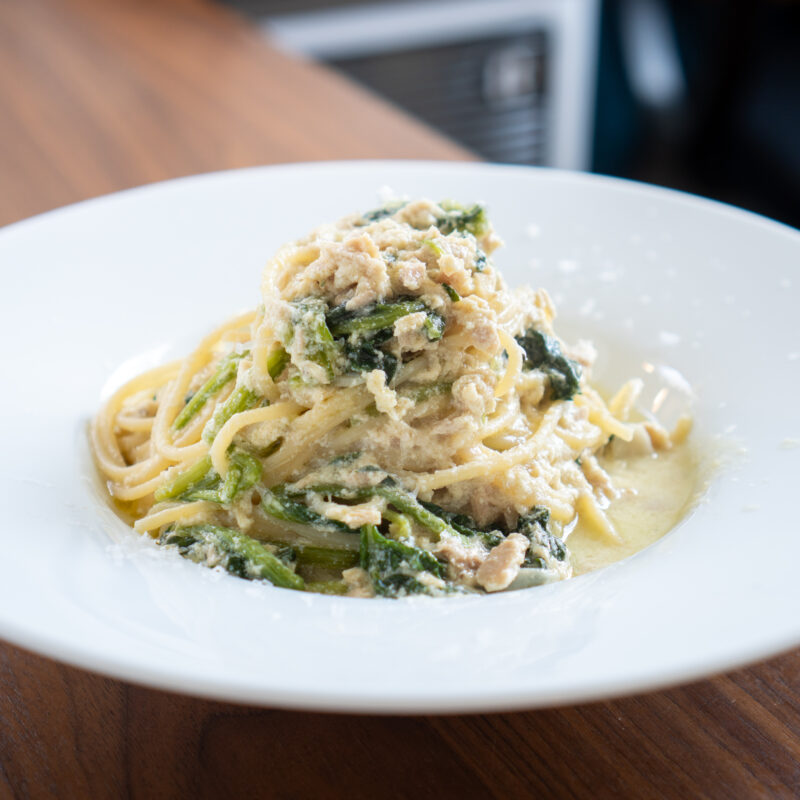 ツナ缶と豆乳のクリームパスタ