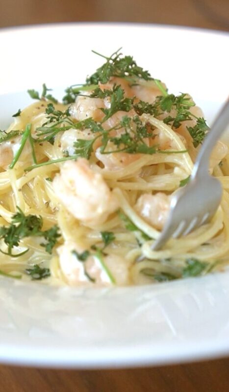 海老のオレンジクリームパスタ